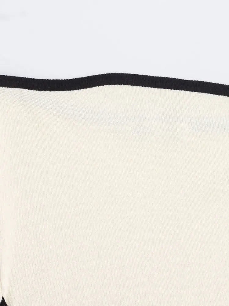 Women Contrasting  Knitted Mini Dresses Backless Lace Up Bodycon Vestidos