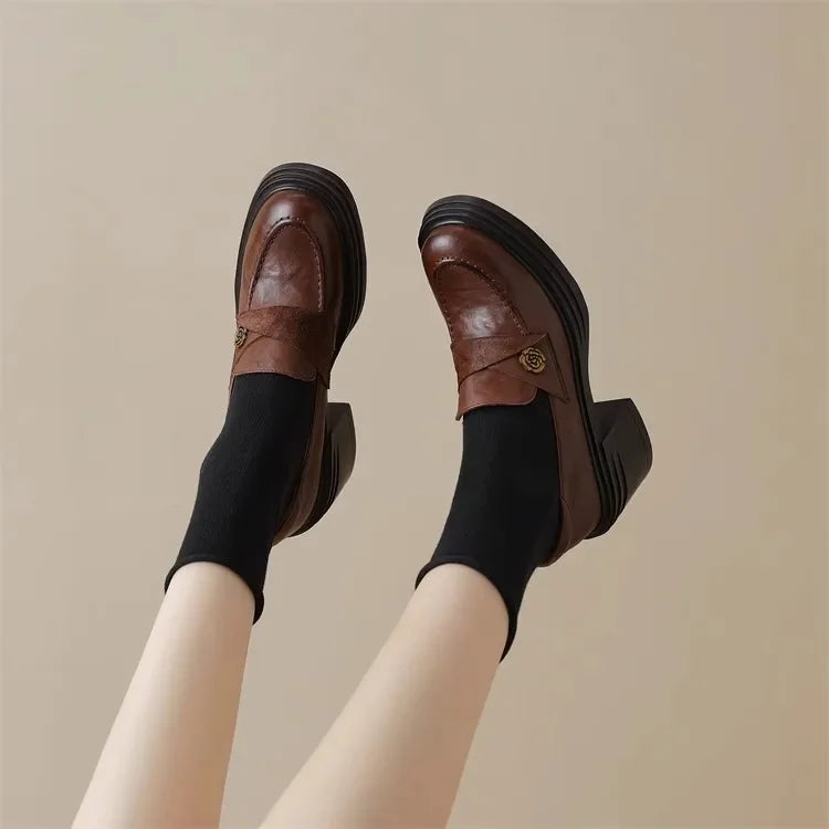 High Heel Retro Loafers