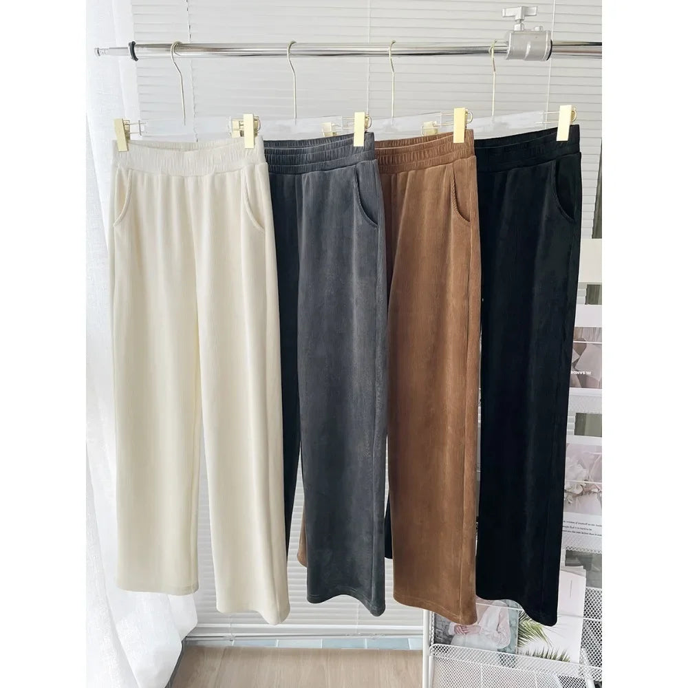 Wide-leg High Waist Draping Trousers