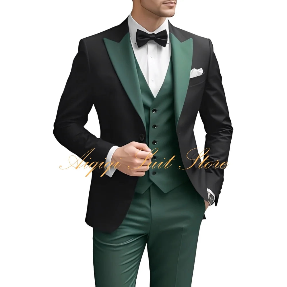 Men's Suits Slim Fit 3 Piece Wedding Suit for Men Elegant Formal Prom Tuxedo Grooms Homecoming Blazer Vest Pants Men Suits