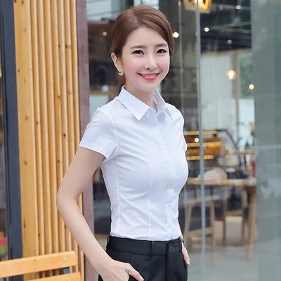 Elegant White Blouses Shirt Long Sleeve