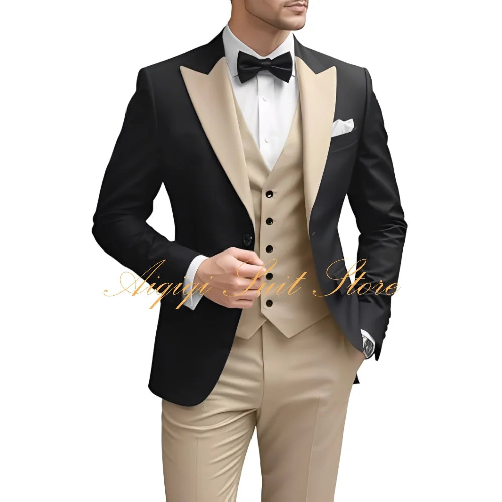 Men's Suits Slim Fit 3 Piece Wedding Suit for Men Elegant Formal Prom Tuxedo Grooms Homecoming Blazer Vest Pants Men Suits