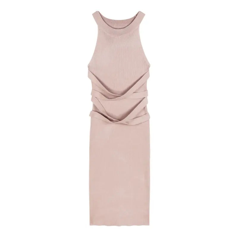 Elegant Sexy Sleeveless Back Textured Mini Skinny Dress