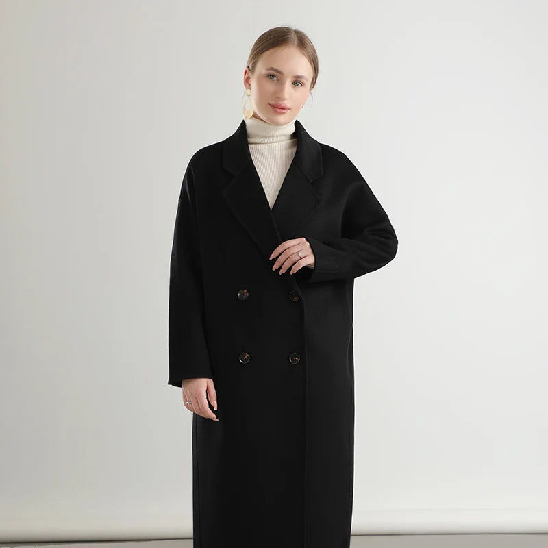 wool coat, double-sided, Korean style, lapel