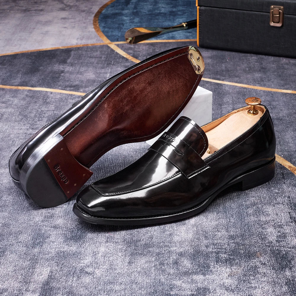 Hand-Stitched Genuine Leather Slip-On Loafers
