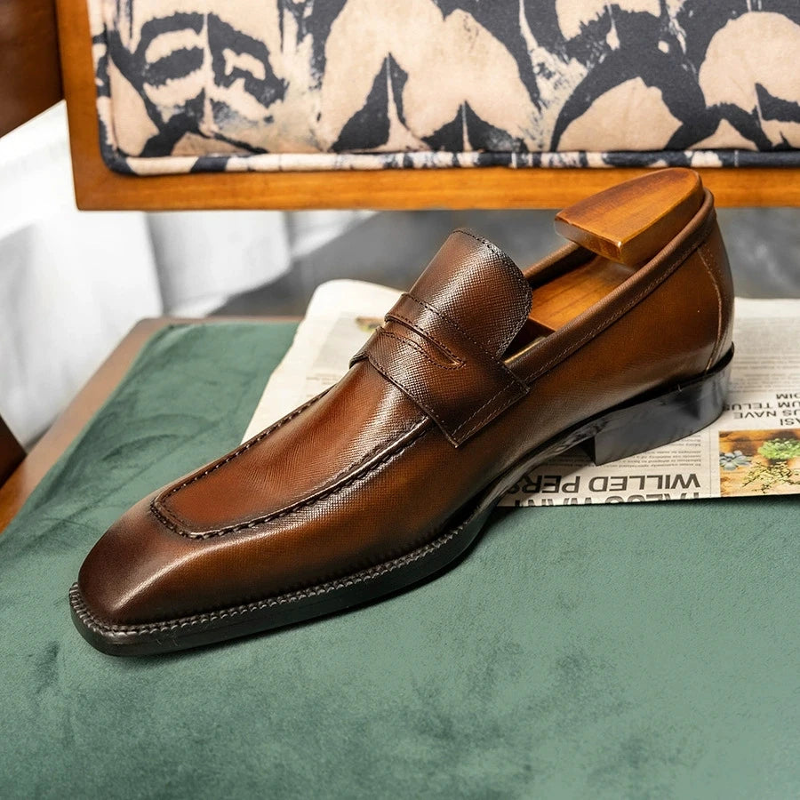 Genuine Leather Mens Slip On Loafers