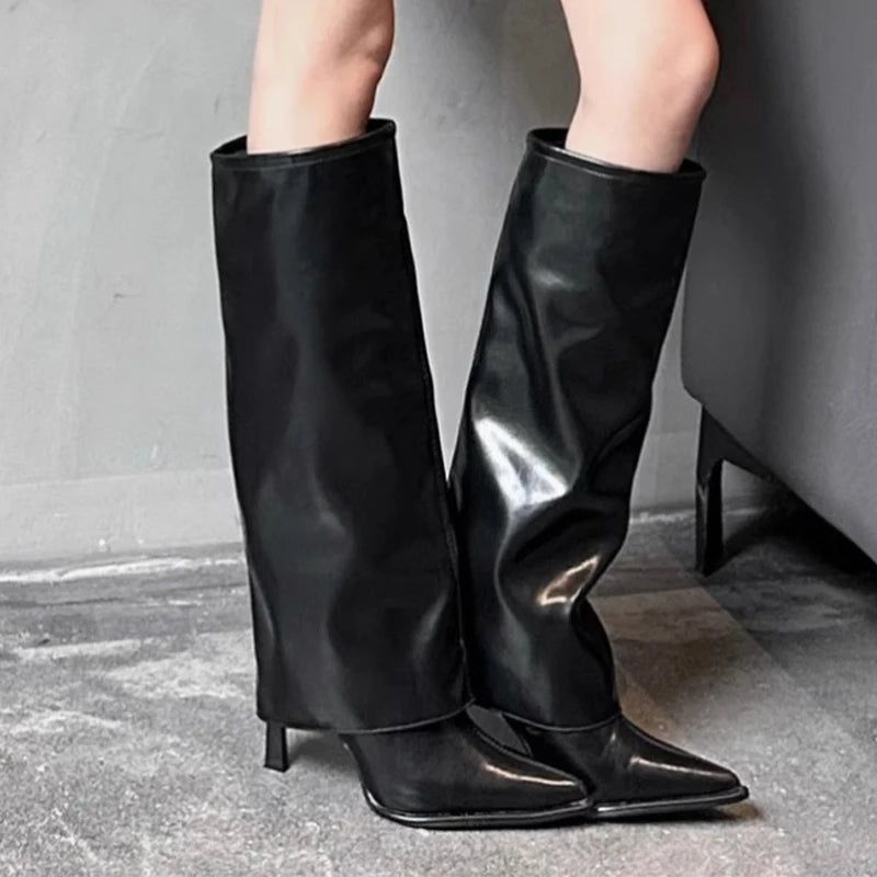 High Elegant Women Pointed Toe High Chelsea Boots