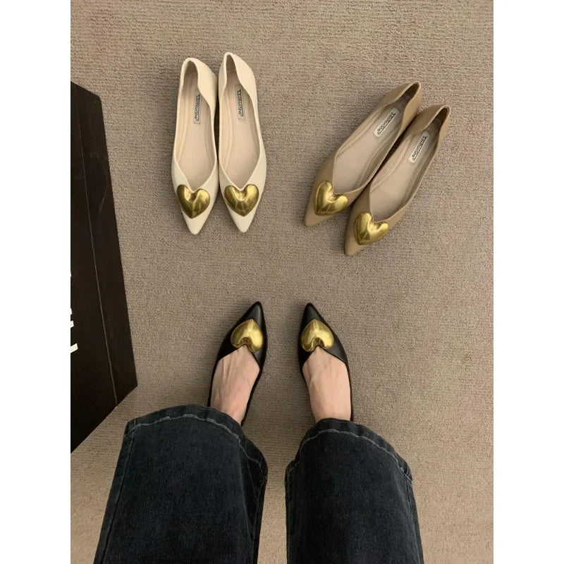 Elegant Black Flat Bottomed Single Shoes