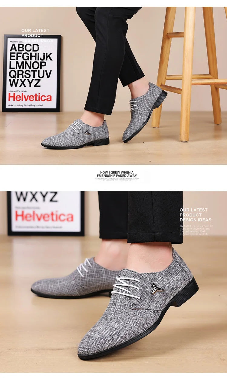 Breathable Pointed Toe Linen Oxford Shoes