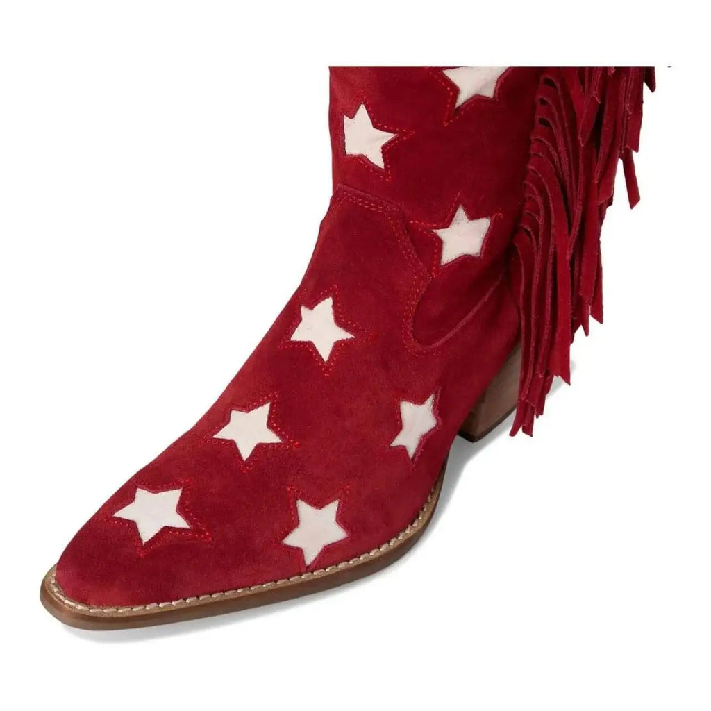 Five-Pointed Star Tassel Red Western Long Boots