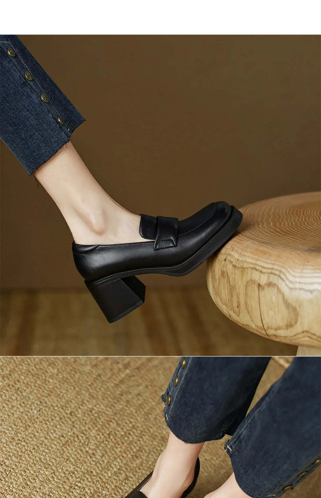 Retro British Style Thick High Leather Loafers