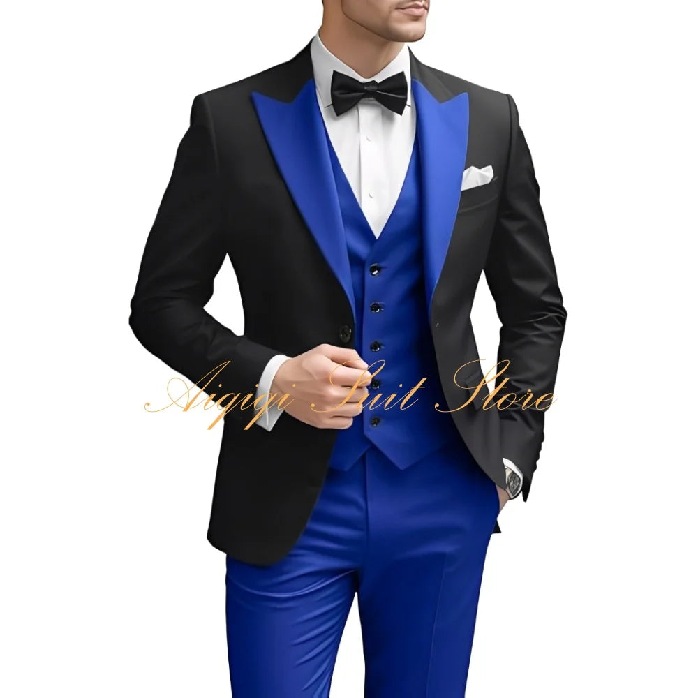 Men's Suits Slim Fit 3 Piece Wedding Suit for Men Elegant Formal Prom Tuxedo Grooms Homecoming Blazer Vest Pants Men Suits