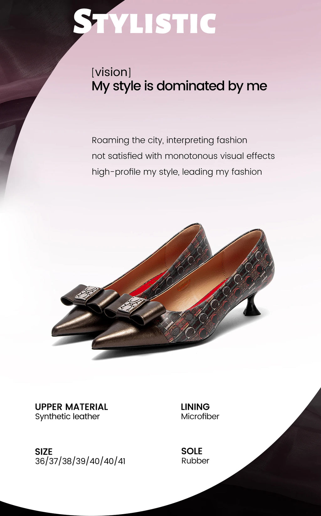 Elegant Low Heeled Female British Style Pointed Shoes