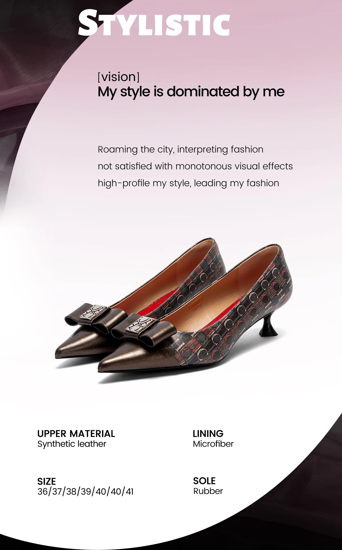 Elegant Low Heeled Female British Style Pointed Shoes