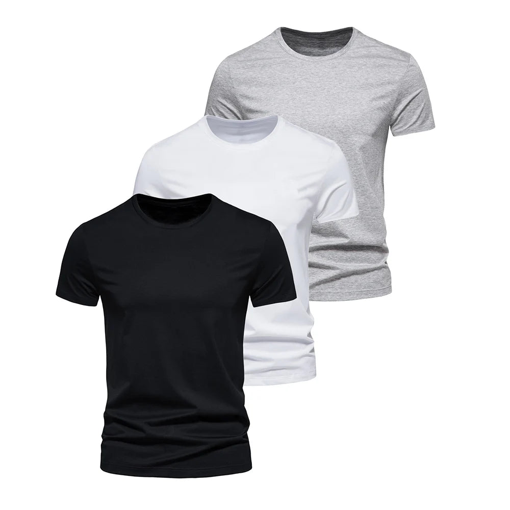 3Pcs Plain O-neck T-shirt