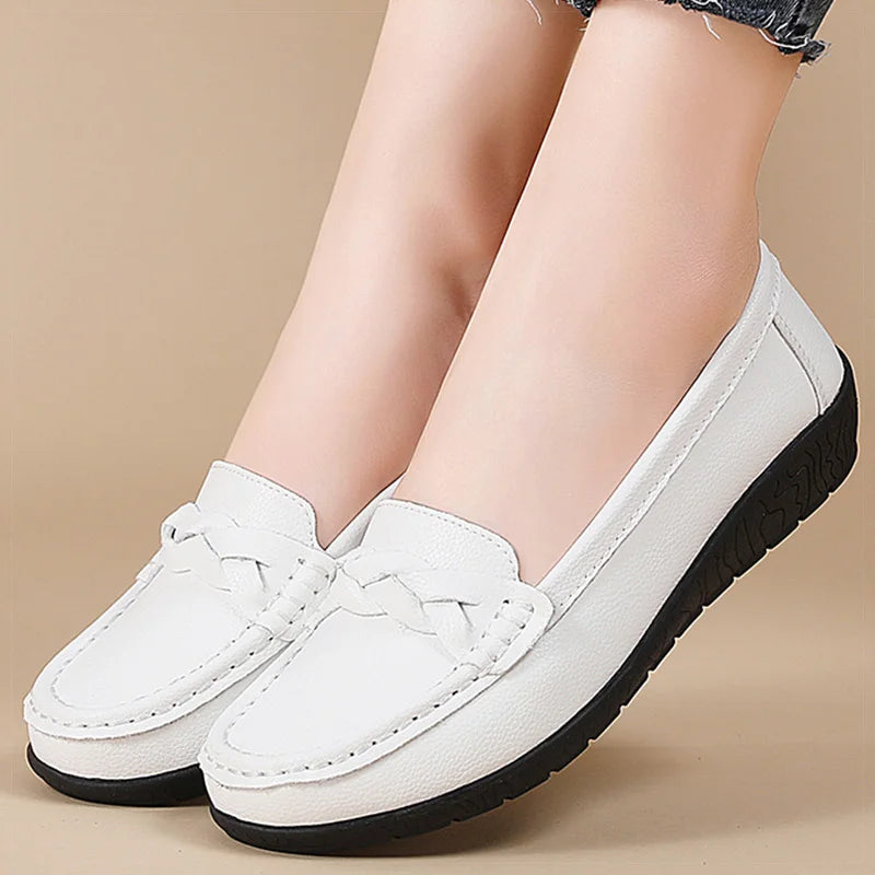 Women Soft Leather Casual Slip On Loafer
