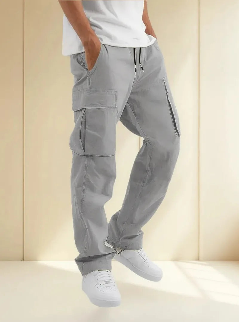 4-Piece Men's Cotton Straight Leg Casual Loose Work Pants, Stylish And Versatile Design