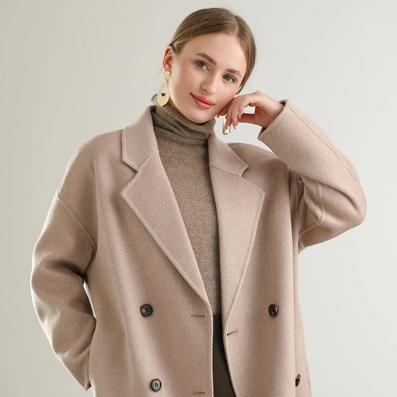 wool coat, double-sided, Korean style, lapel