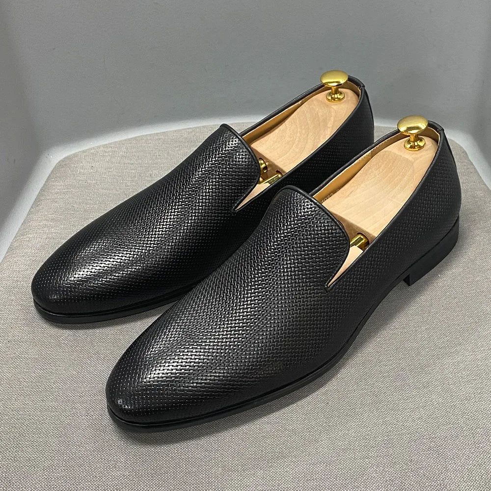 Men's Genuine Leather Slip-On Casual Pointed Toe Loafer