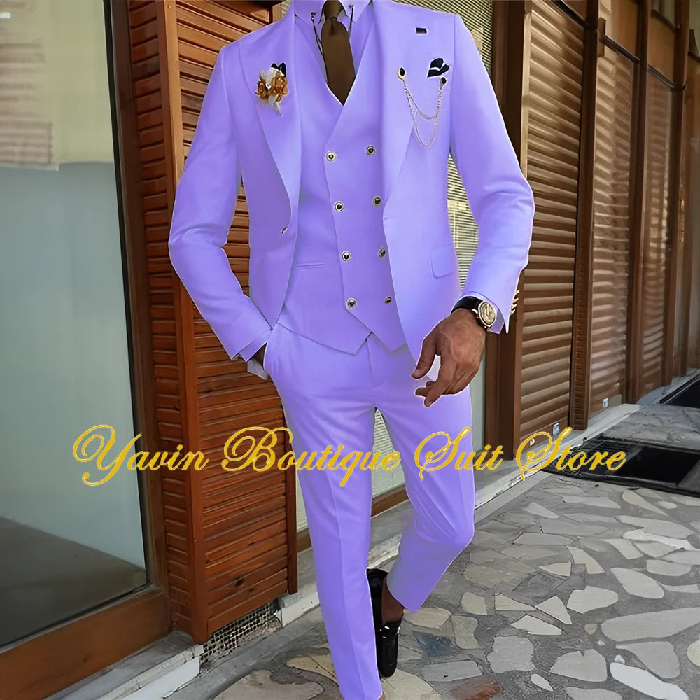 3-piece Formal Blazer Pants Vest Tuxedo Elegant Men's Suits