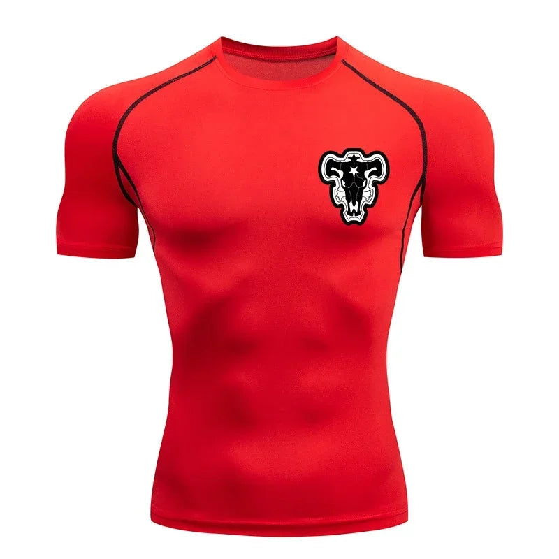 Bull Print Athletic Quick Dry Compression Shirts T-Shirts