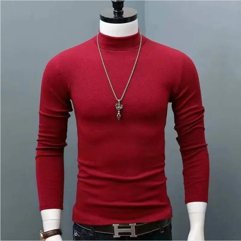 Slim Fit Fashionable Turtleneck Long Sleeve Shirt