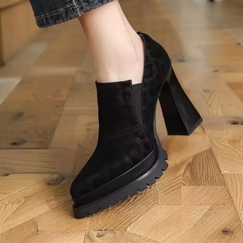 Super High Heels Retro Leopard Print Naked Boots