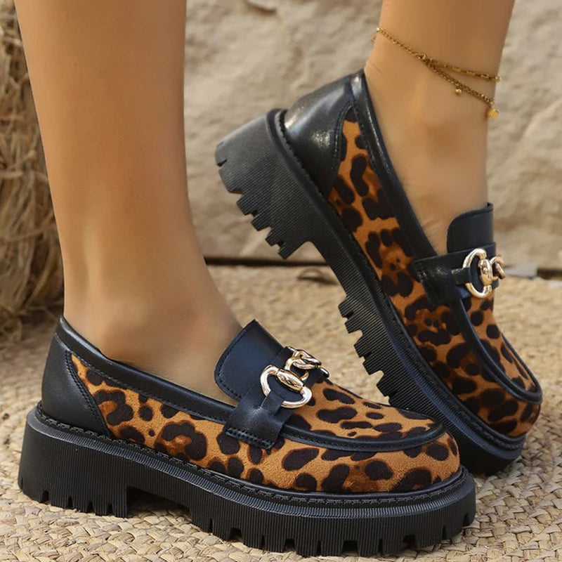 Retro Suede Leopard Loafers