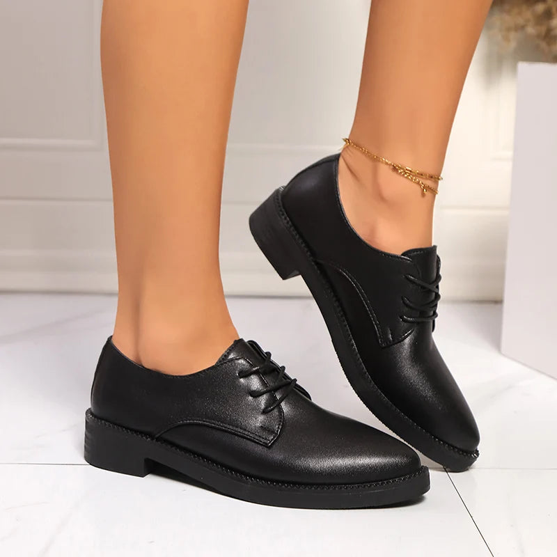 Women's Black Lace Up Classic Oxfords