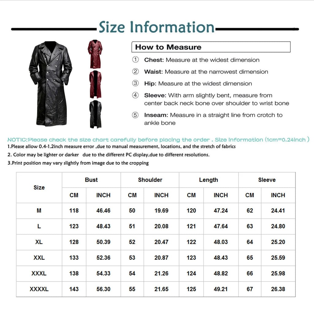 Faux Leather Double Breasted Long Coat