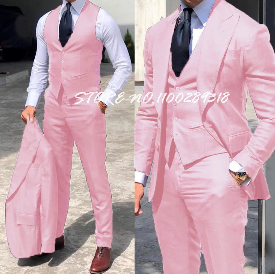 Classy 3 Pieces Tuxedos Slim Fit Costume Homme(Jacket+Vest+Pants)