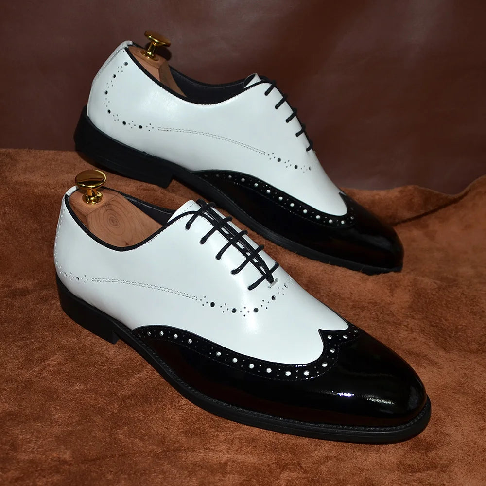 Leather Wingtip Lace-up Oxfords