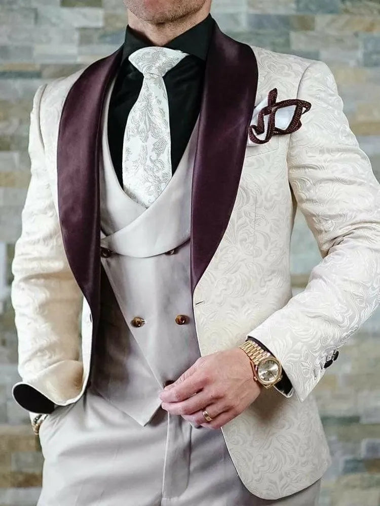 Tuxedos Shawl Satin Lapel ( Jacket+Pants+Vest+Tie) C691