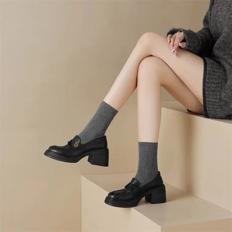 High Heel Retro Loafers