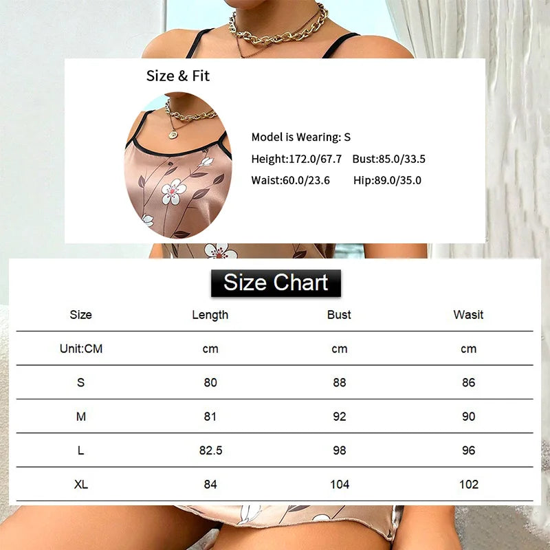 Satin Floral Print Comfortable Nightdress