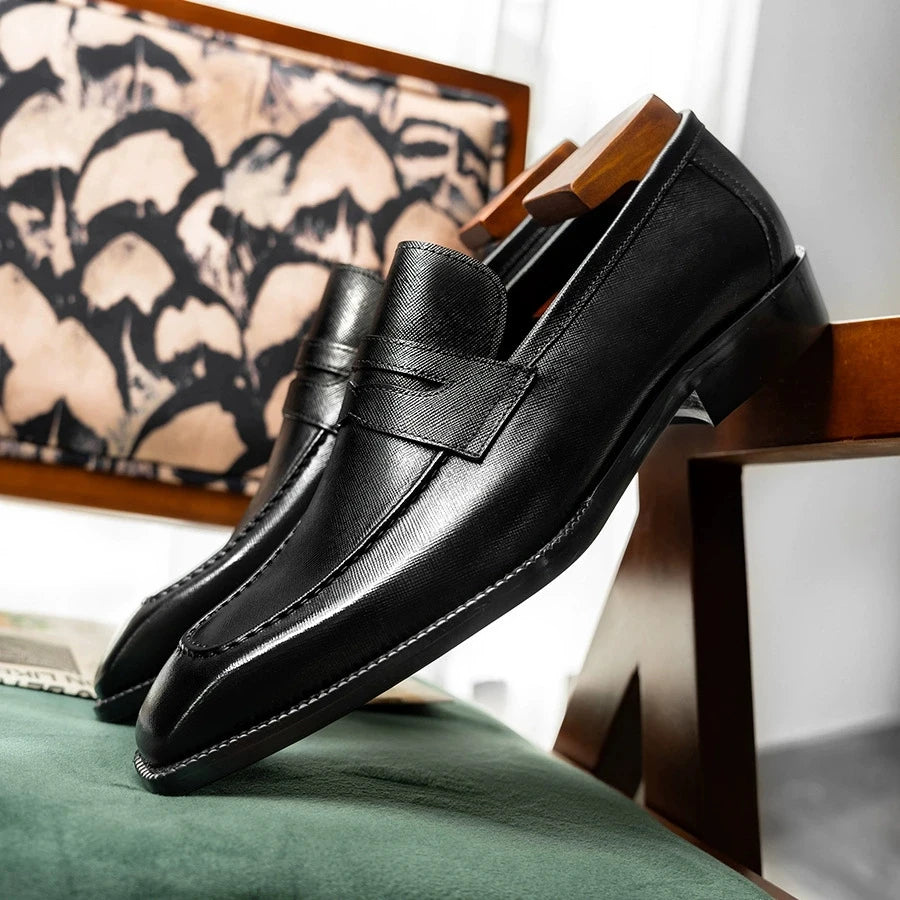 Genuine Leather Mens Slip On Loafers