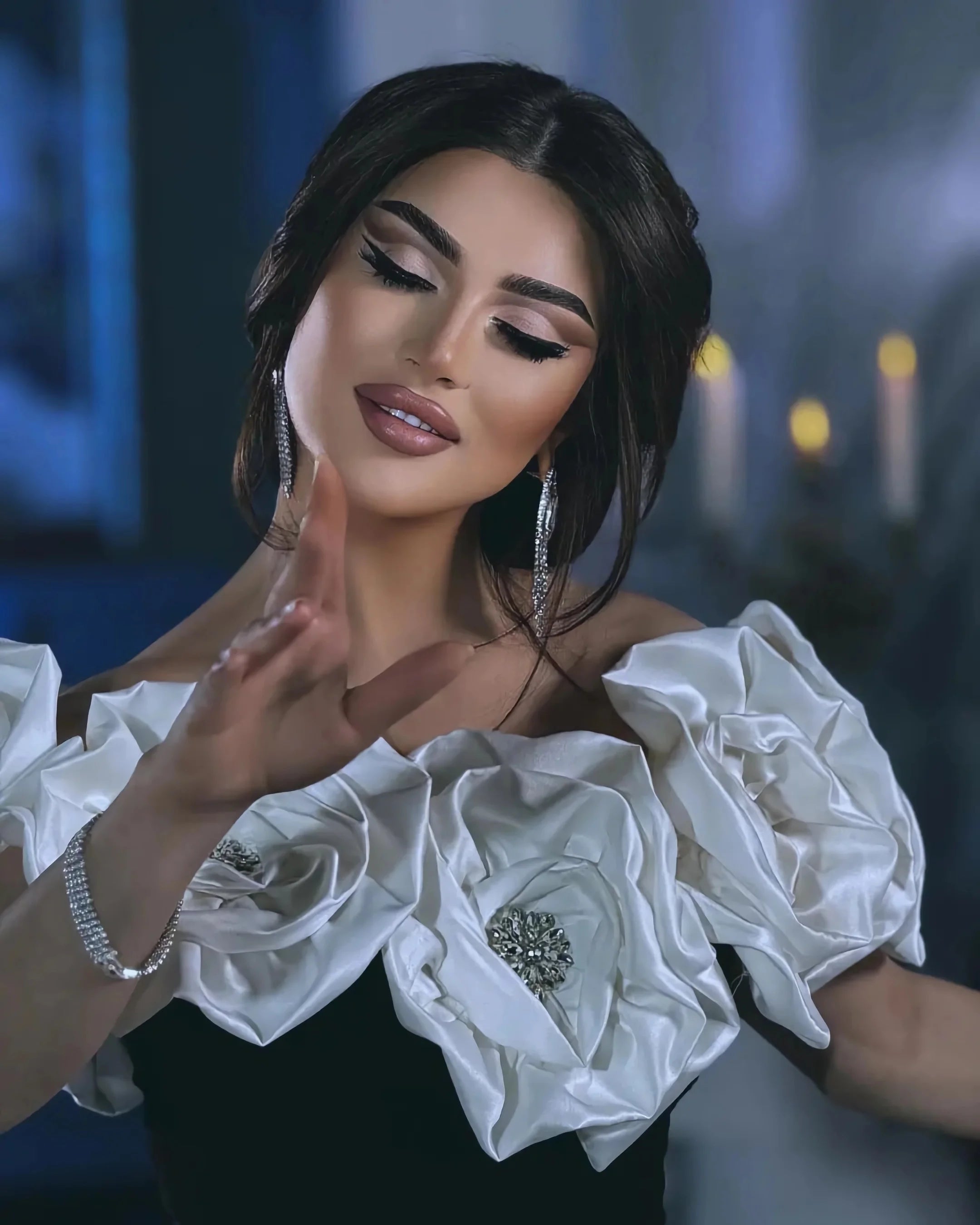 Banade Style Sexy Big Flowers Off the Shoulder Long Dress