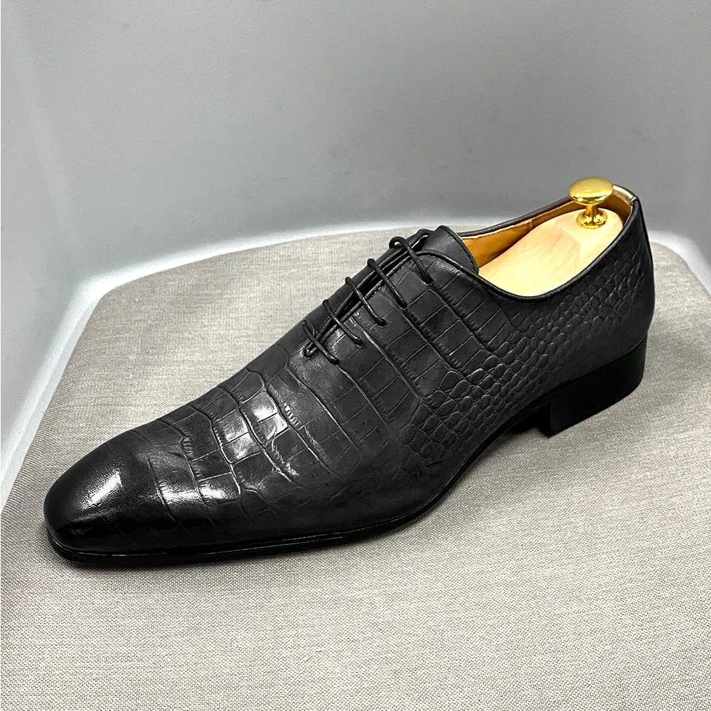 Crocodile Fashion Italian Leather Oxford Shoes